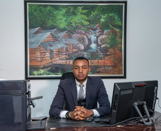 Finance manager at his desk