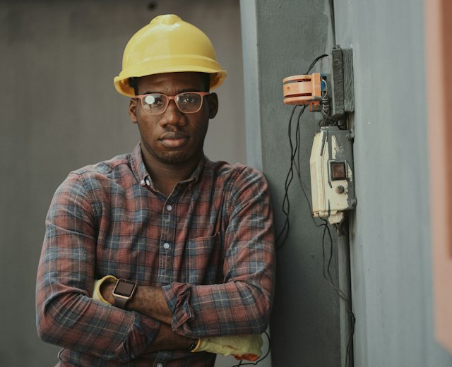 Site engineer in a hard hat
